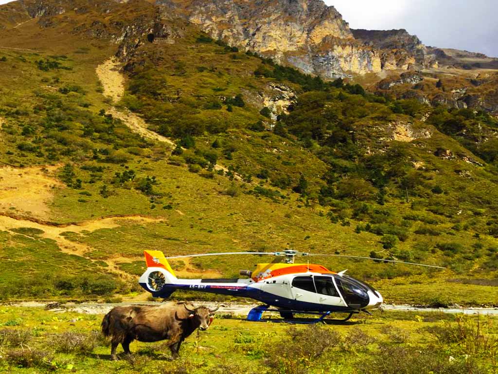 bhutan helicopter tour